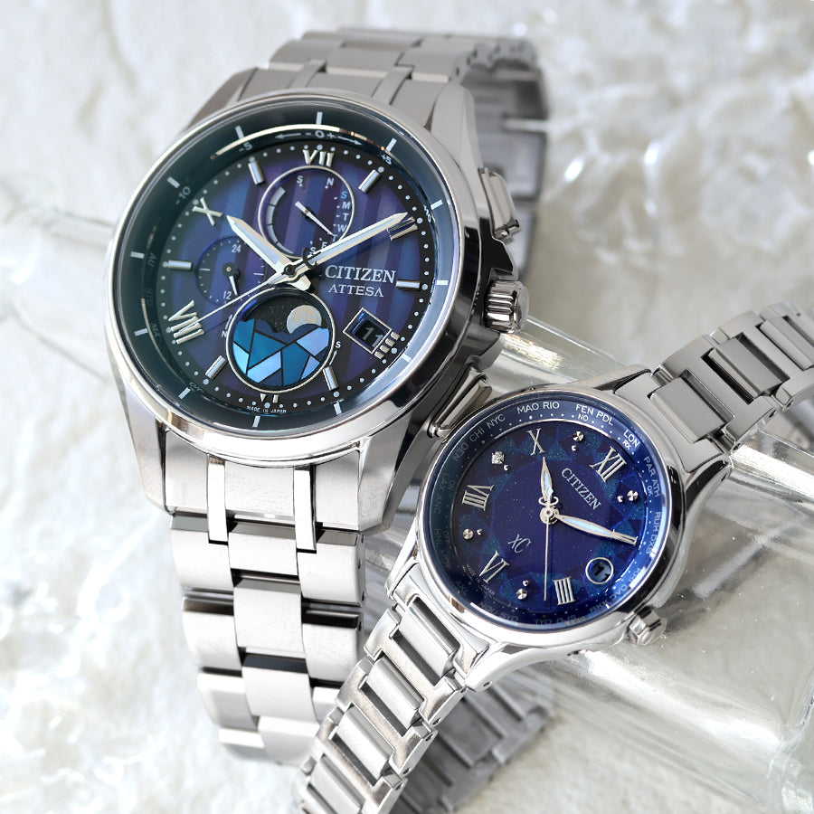 新品未使用☆ルシアンペラフィネ☆クッション☆Enjoy☆ラインストーン☆ブルー☆ 💎 CITIZEN ATTESA × xC DEAR Collection | 冬の夜空を纏うペア
