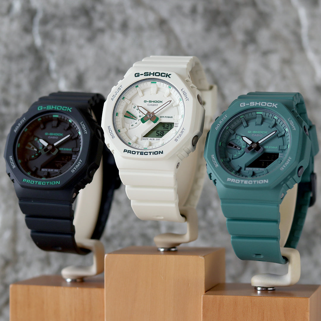 【新品】CASIO G-SHOCK GMAーS2100 オリーブ色　値下げ G-SHOCK】コンパクトな「GMA-S2100」にグリーンをアクセントに使った