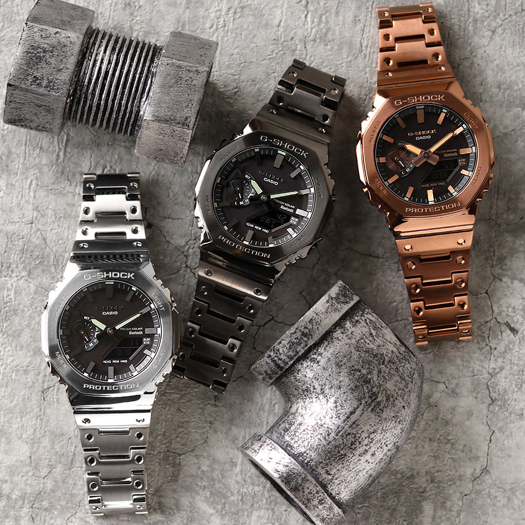 G-SHOCK初代モデルDW-5000Cのコンセプトを受け継いで開発されたデジタル/アナログ「GA-2100」シリーズのフルメタルモデルです✨⌚