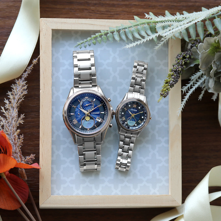 「月の道」をテーマに、夜の海に反射する一筋の光の道を描いた「いい夫婦の日」限定ペアウオッチです✨💛