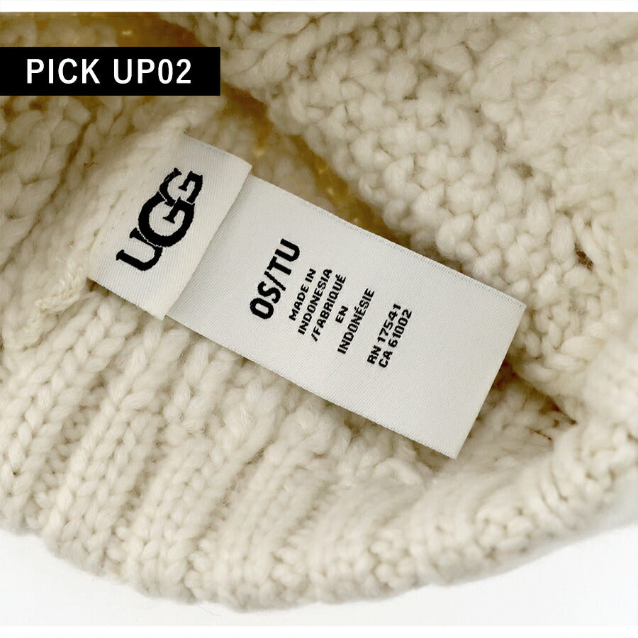 アグ ニット帽 メンズ レディース ブランド UGG CABLE BEANIE WITH POM ロゴ 100819 Cream 帽子 100819-CRM