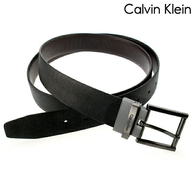 カルバンクライン ベルト メンズ ブランド Leather 革 レザー リバーシブル 11CK010025 表:ブラック 裏:ダークブラウン 小物 11CK010025