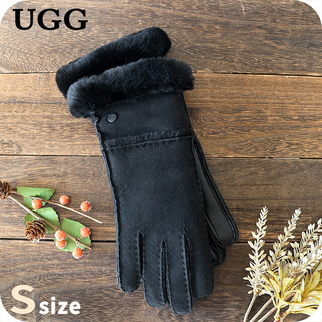 UGG 手套女式品牌 UGG 羊皮接缝手套 S 码 17371 黑色配件 17371-BLK-S