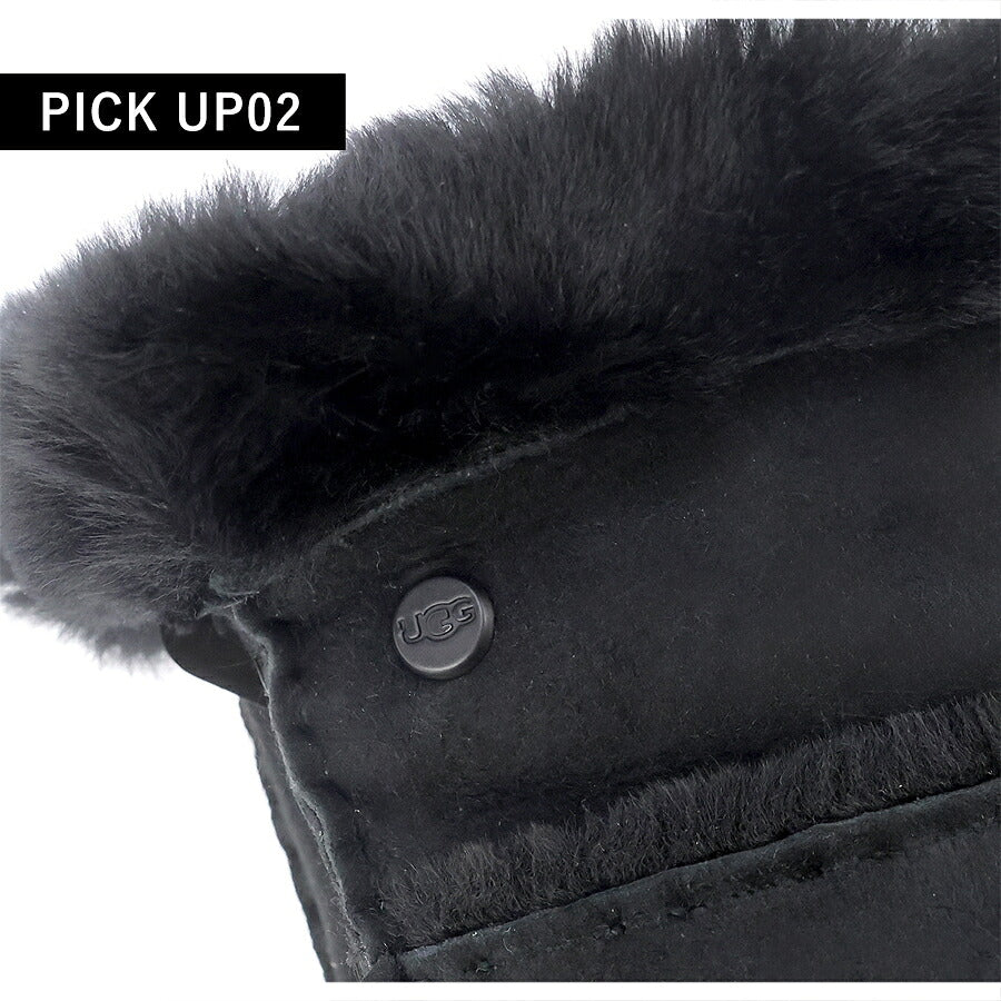 UGG 手套女式品牌 UGG 羊皮接缝手套 S 码 17371 黑色配件 17371-BLK-S