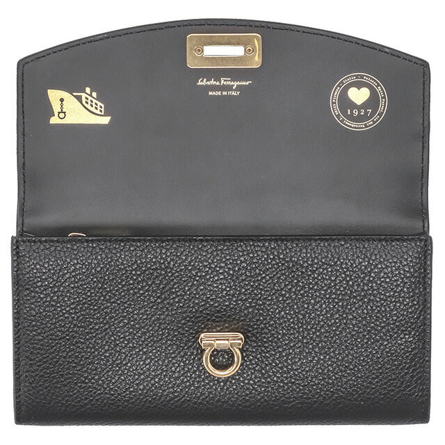 フェラガモ 長財布 レディース ブランド Ferragamo 220023CALF NER 742 090 ブラック 220023CALF-NER-742-090