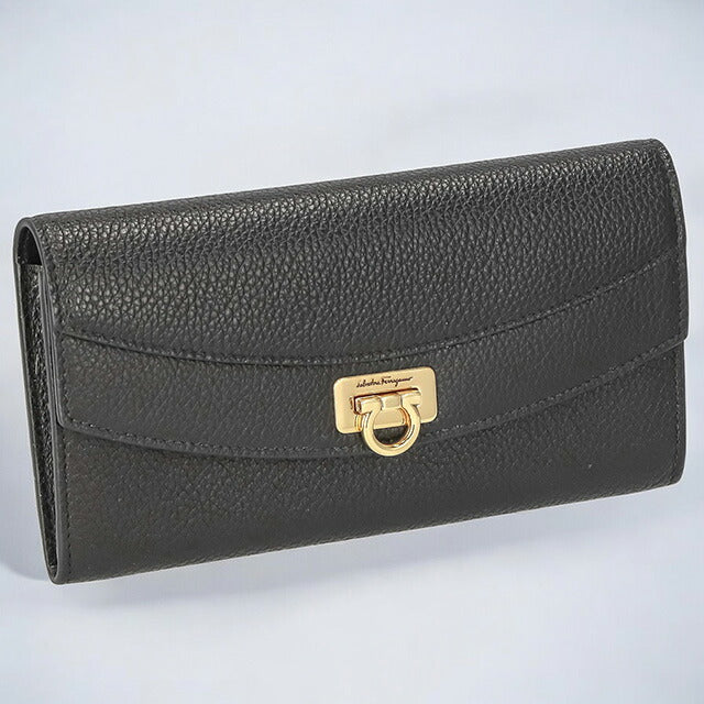 フェラガモ 長財布 レディース ブランド Ferragamo 220023CALF NER 742 090 ブラック 220023CALF-NER-742-090