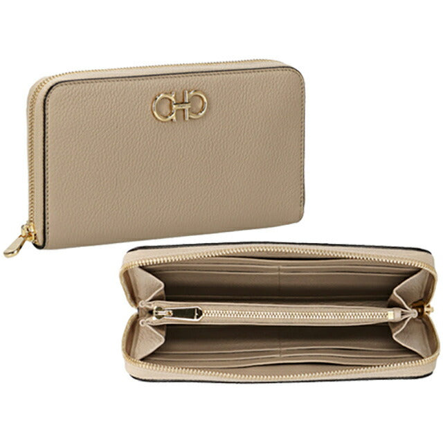 フェラガモ 長財布 レディース ブランド Ferragamo 220405CALF DAINO 758 663 ベージュ 220405CALF-DAINO-758-663