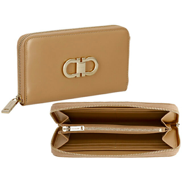 フェラガモ 長財布 レディース ブランド Ferragamo 220626CALF LCAM 770 855 キャメル 220626CALF-LCAM-770-855