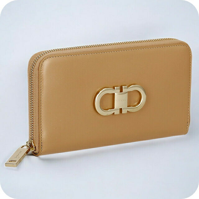 フェラガモ 長財布 レディース ブランド Ferragamo 220626CALF LCAM 770 855 キャメル 220626CALF-LCAM-770-855