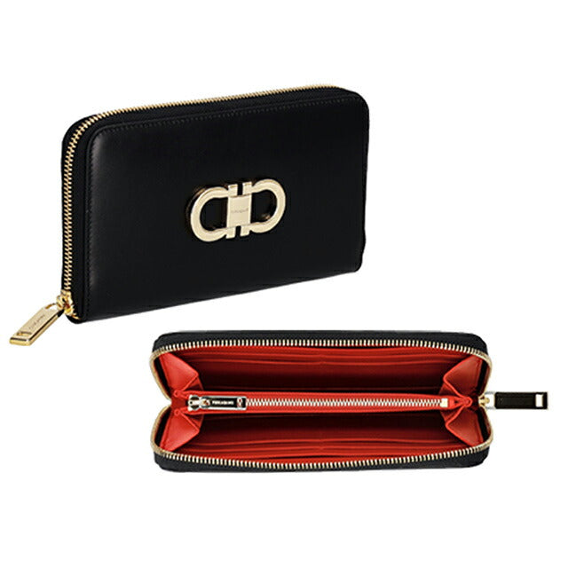 フェラガモ 長財布 レディース ブランド Ferragamo 220626CALF NER 770 772 ブラック 220626CALF-NER-770-772