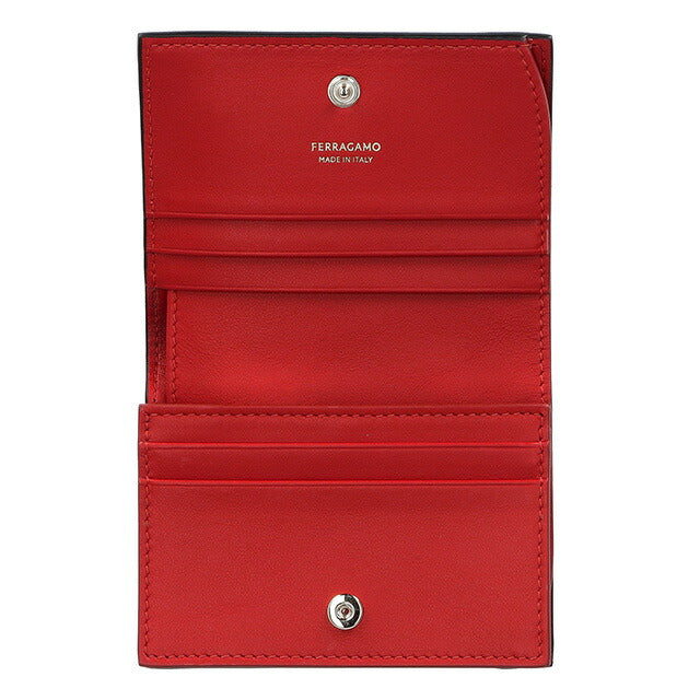フェラガモ 二つ折り財布 レディース ブランド Ferragamo 220627CALF NE FR 770 769 ブラック/レッド 220627CALF-NE-FR-770-769