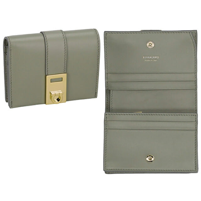 フェラガモ 二つ折り財布 レディース ブランド Ferragamo 220633CALF ASHGY 775 288 アッシュ 220633CALF-ASHGY-775-288