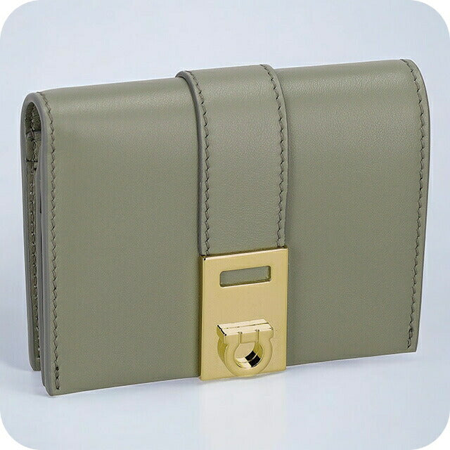 フェラガモ 二つ折り財布 レディース ブランド Ferragamo 220633CALF ASHGY 775 288 アッシュ 220633CALF-ASHGY-775-288
