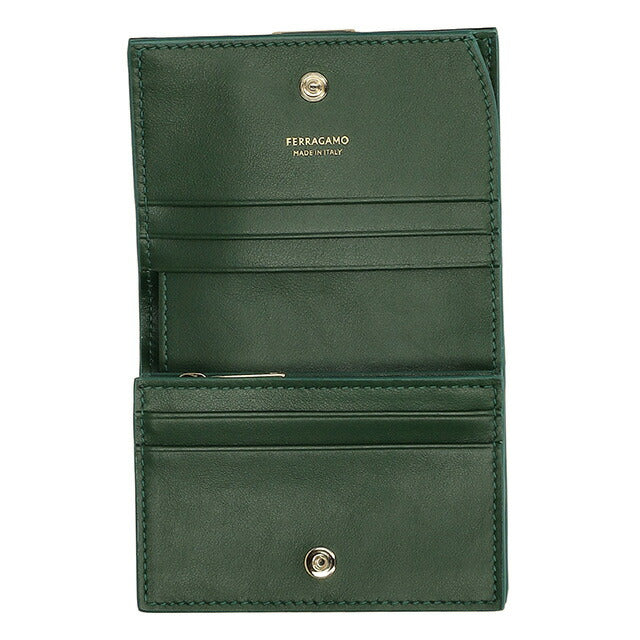 フェラガモ 二つ折り財布 レディース ブランド Ferragamo 220633CALF FORGR 775 119 グリーン 220633CALF-FORGR-775-119