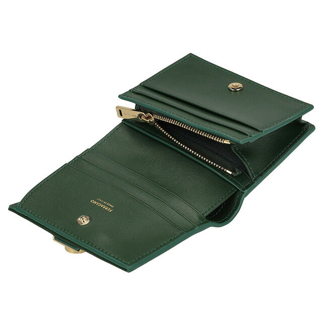 フェラガモ 二つ折り財布 レディース ブランド Ferragamo 220633CALF FORGR 775 119 グリーン 220633CALF-FORGR-775-119