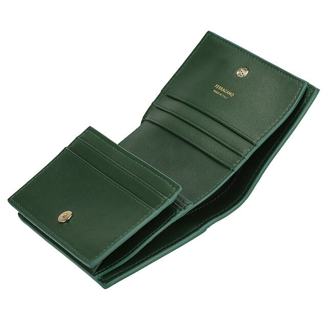 フェラガモ 二つ折り財布 レディース ブランド Ferragamo 220633CALF FORGR 775 119 グリーン 220633CALF-FORGR-775-119