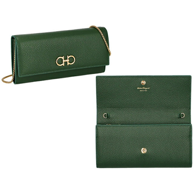 フェラガモ 長財布 レディース ブランド Ferragamo 220636CALF FORGR 775 062 グリーン 220636CALF-FORGR-775-062
