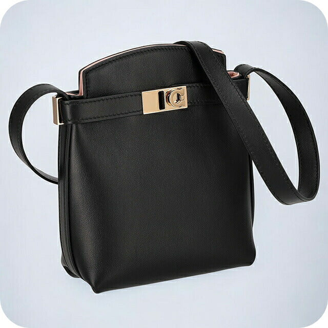 フェラガモ ショルダーバッグ レディース ブランド Ferragamo 220650CALF NE NP 770 888 ブラック/ピンク フェラガモ ショルダーバッグ レディース ブランド Ferragamo