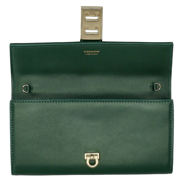 フェラガモ 長財布 レディース ブランド Ferragamo 220668CALF FORGR 775 133 グリーン 220668CALF-FORGR-775-133