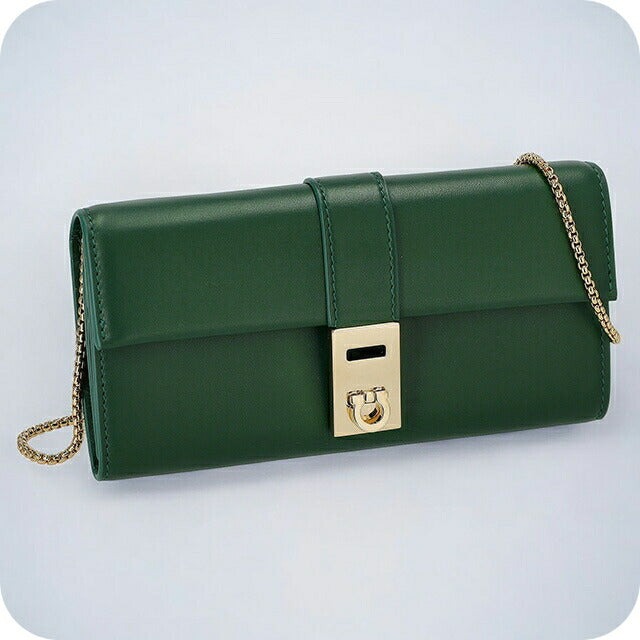 フェラガモ 長財布 レディース ブランド Ferragamo 220668CALF FORGR 775 133 グリーン 220668CALF-FORGR-775-133