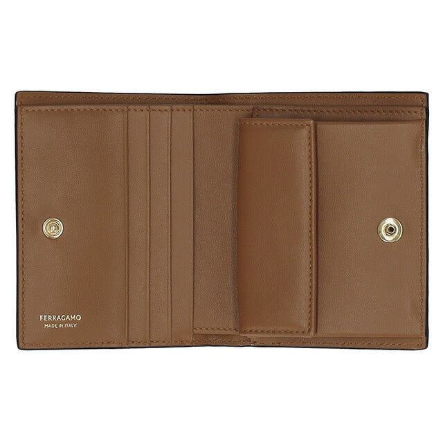 フェラガモ 二つ折り財布 レディース ブランド Ferragamo 220699CALF NE NC 775 326 ブラック/ブラウン 220699CALF-NE-NC-775-326