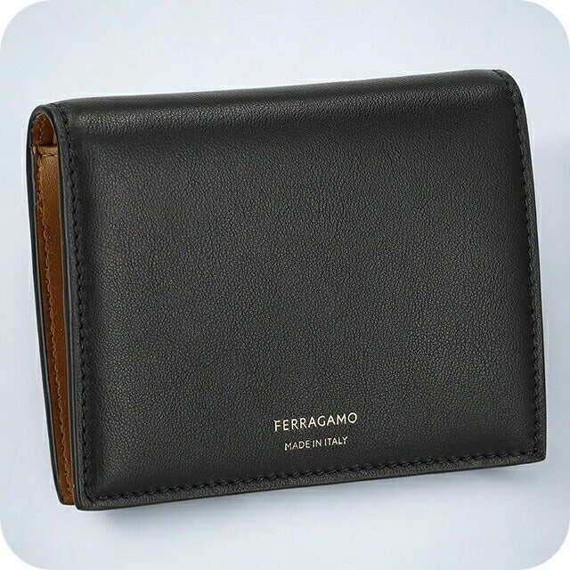 フェラガモ 二つ折り財布 レディース ブランド Ferragamo 220699CALF NE NC 775 326 ブラック/ブラウン 220699CALF-NE-NC-775-326