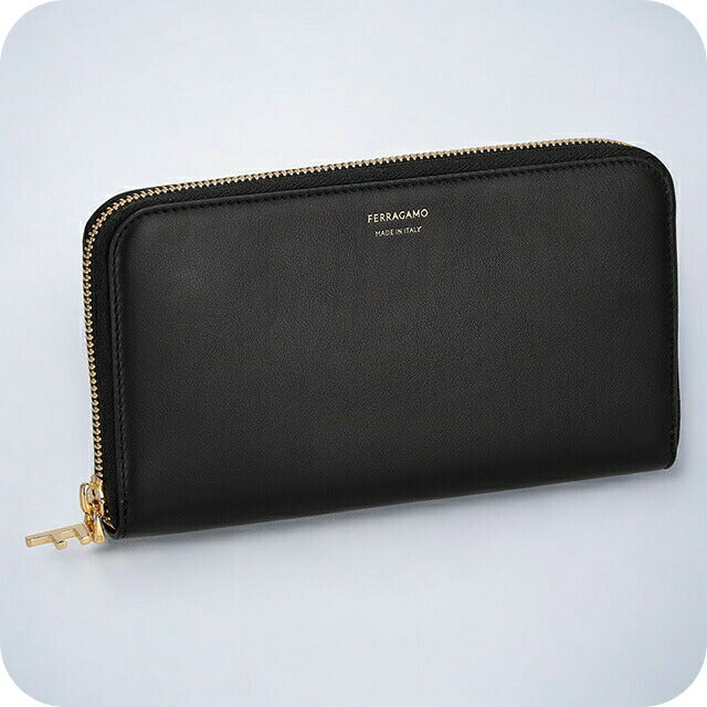 フェラガモ 長財布 レディース ブランド Ferragamo 220795CALF NE NC 775 336 ブラック/ブラウン 220795CALF-NE-NC-775-336