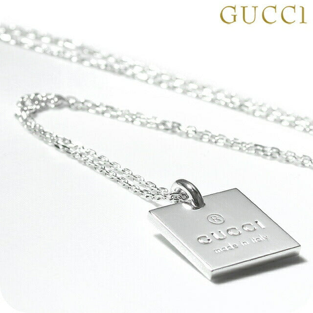 GUCCI グッチ223869 シルバー四角プレートネックレス グッチ ネックレス GUCCI スクエアプレート ペンダント シルバー