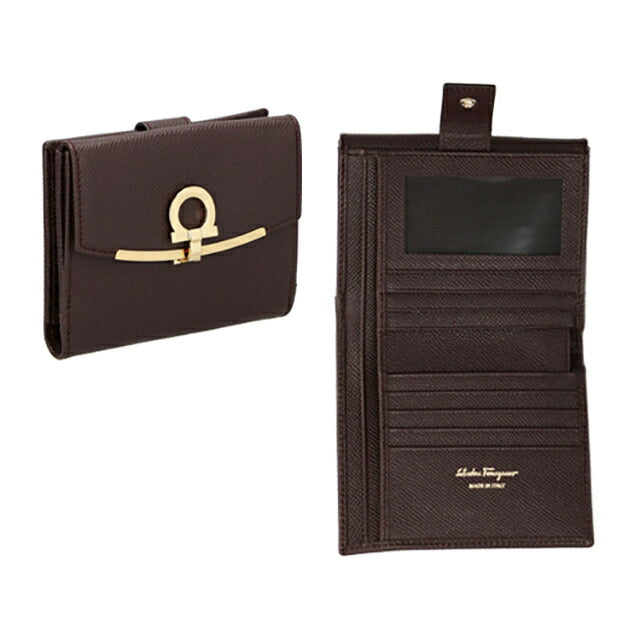 フェラガモ 二つ折り財布 レディース ブランド Ferragamo 22C877CALF GA BR 758 590 ブラウン 22C877CALF-GA-BR-758-590