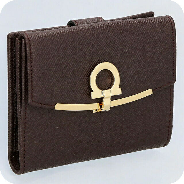 フェラガモ 二つ折り財布 レディース ブランド Ferragamo 22C877CALF GA BR 758 590 ブラウン 22C877CALF-GA-BR-758-590