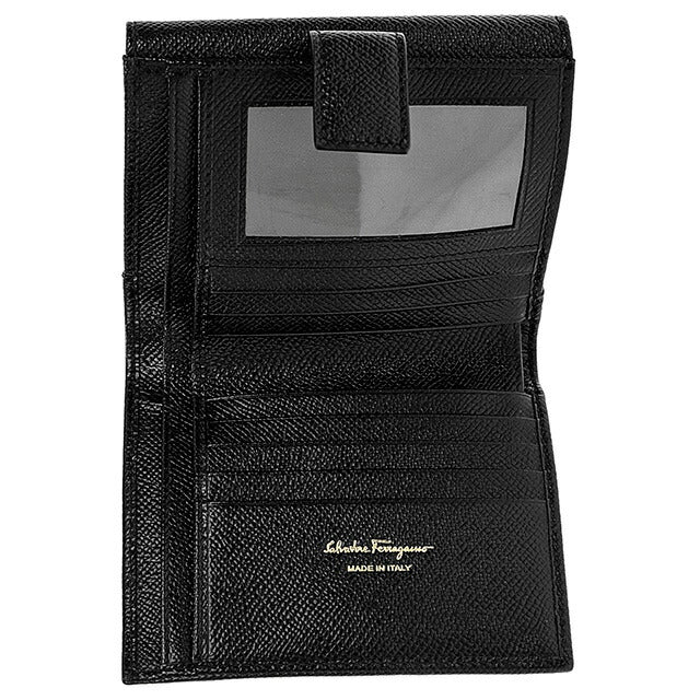 フェラガモ 二つ折り財布 レディース ブランド Ferragamo 22C877PEBBLE NER 673 998 ブラック 22C877PEBBLE-NER-673-998