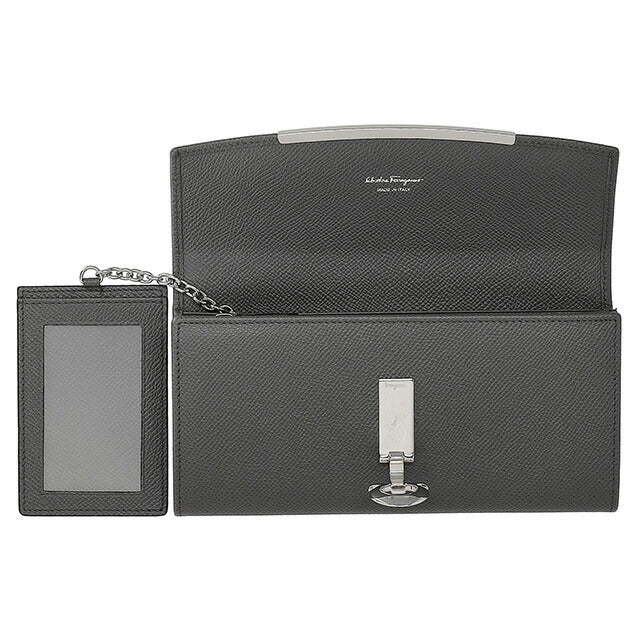 フェラガモ 長財布 レディース ブランド Ferragamo 22D150CALF DGY 762 989 グレー 22D150CALF-DGY-762-989