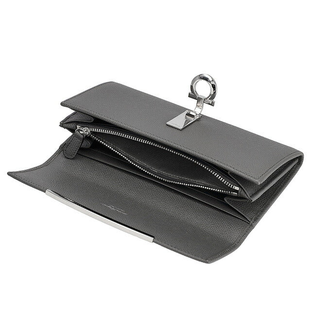 フェラガモ 長財布 レディース ブランド Ferragamo 22D150CALF DGY 762 989 グレー 22D150CALF-DGY-762-989