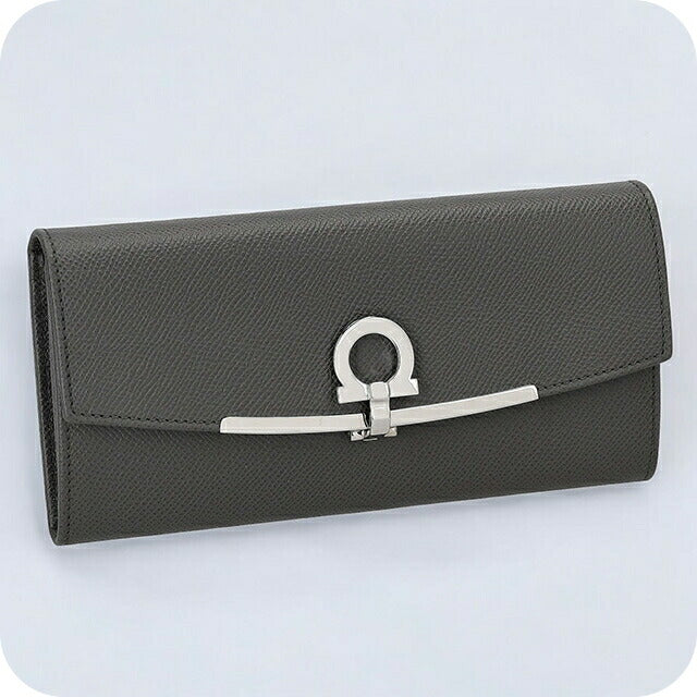 フェラガモ 長財布 レディース ブランド Ferragamo 22D150CALF DGY 762 989 グレー 22D150CALF-DGY-762-989