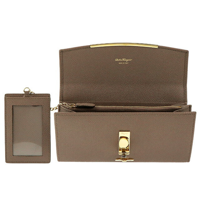 フェラガモ 長財布 レディース ブランド Ferragamo 22D150PEBBLE CARAW 714 922 ブラウン 22D150PEBBLE-CARAW-714-922
