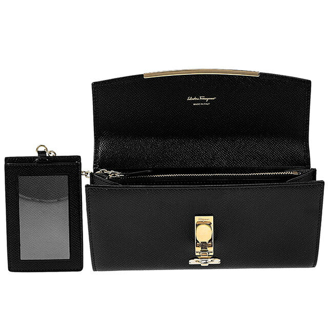 フェラガモ 長財布 レディース ブランド Ferragamo 22D150PEBBLE NER 683 312 ブラック 22D150PEBBLE-NER-683-312