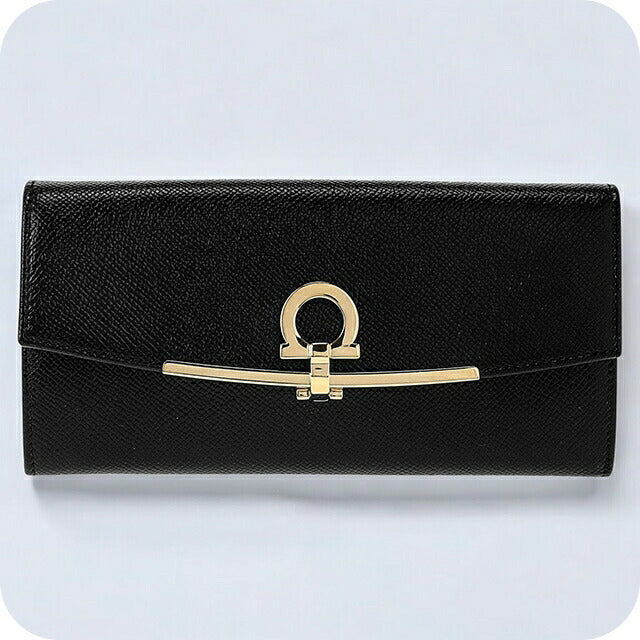 フェラガモ 長財布 レディース ブランド Ferragamo 22D150PEBBLE NER 683 312 ブラック 22D150PEBBLE-NER-683-312
