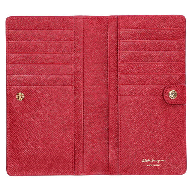 フェラガモ 長財布 レディース ブランド Ferragamo 22D779PEBBLE LIPST 746 639 レッド 22D779PEBBLE-LIPST-746-639