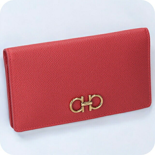 フェラガモ 長財布 レディース ブランド Ferragamo 22D779PEBBLE LIPST 746 639 レッド 22D779PEBBLE-LIPST-746-639