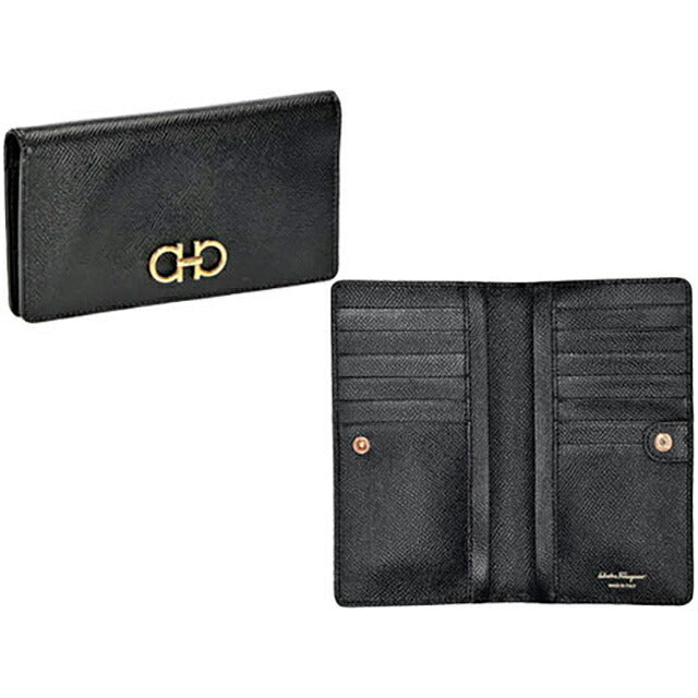 フェラガモ 長財布 レディース ブランド Ferragamo 22D779PEBBLE NER 726 510 ブラック 22D779PEBBLE-NER-726-510