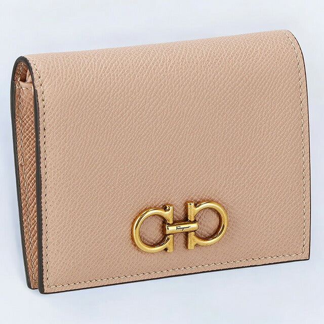フェラガモ 二つ折り財布 レディース ブランド Ferragamo 22D780CALF AMARE 752 759 ピンクベージュ 22D780CALF-AMARE-752-759