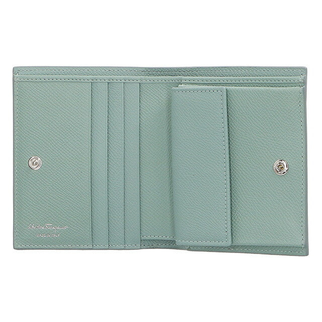 フェラガモ 二つ折り財布 レディース ブランド Ferragamo 22D780CALF LUCCH 770 020 ライトグリーン 22D780CALF-LUCCH-770-020