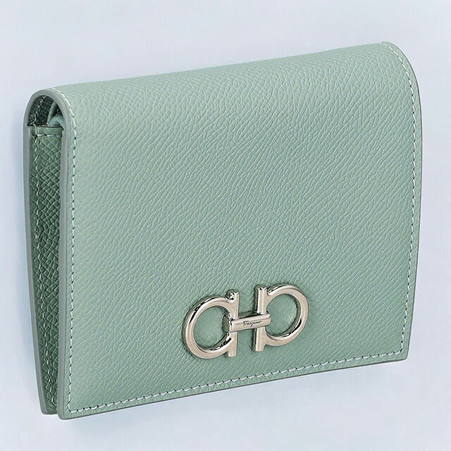 フェラガモ 二つ折り財布 レディース ブランド Ferragamo 22D780CALF LUCCH 770 020 ライトグリーン 22D780CALF-LUCCH-770-020
