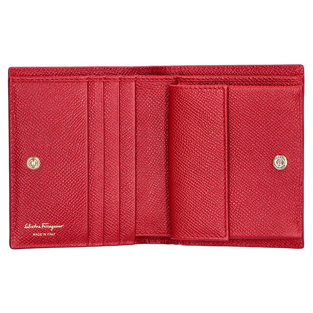 フェラガモ 二つ折り財布 レディース ブランド Ferragamo 22D780PEBBLE LIPST 746 643 レッド 22D780PEBBLE-LIPST-746-643