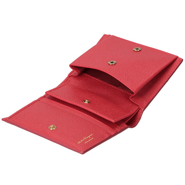 フェラガモ 二つ折り財布 レディース ブランド Ferragamo 22D780PEBBLE LIPST 746 643 レッド 22D780PEBBLE-LIPST-746-643