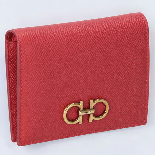 フェラガモ 二つ折り財布 レディース ブランド Ferragamo 22D780PEBBLE LIPST 746 643 レッド 22D780PEBBLE-LIPST-746-643