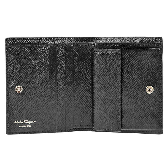 フェラガモ 二つ折り財布 レディース ブランド Ferragamo 22D780PEBBLE NER 726 512 ブラック 22D780PEBBLE-NER-726-512