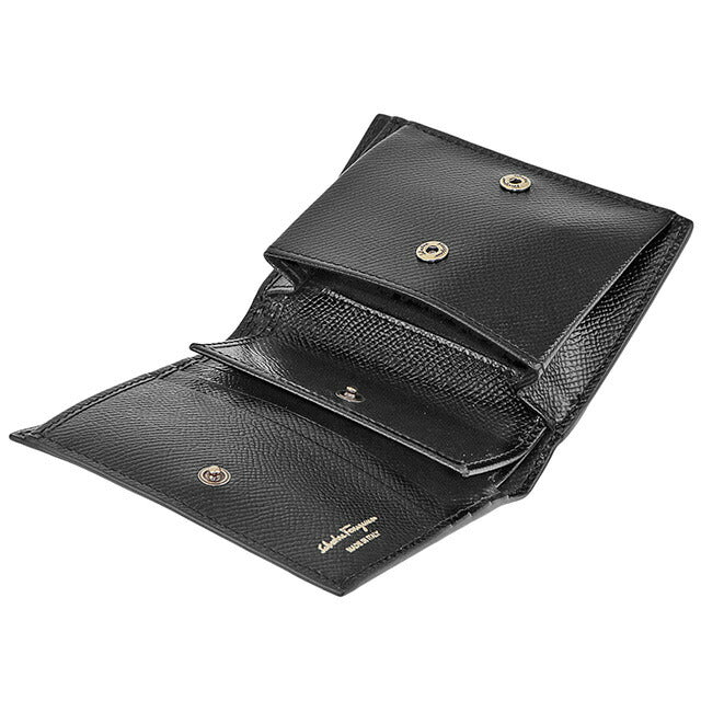 フェラガモ 二つ折り財布 レディース ブランド Ferragamo 22D780PEBBLE NER 726 512 ブラック 22D780PEBBLE-NER-726-512