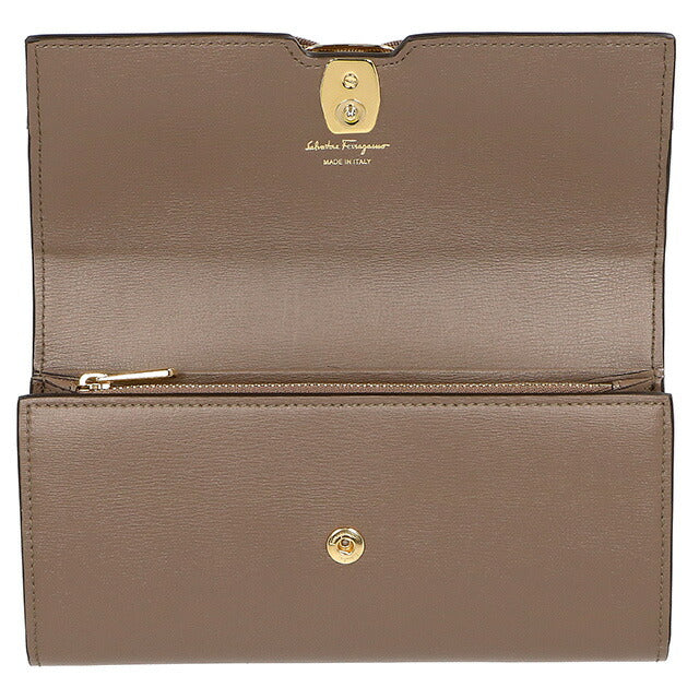 フェラガモ 長財布 レディース ブランド Ferragamo 22E008CALF CARAW 741 347 キャメル 22E008CALF-CARAW-741-347