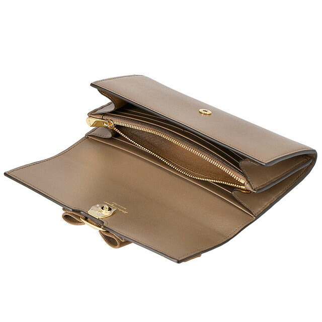 フェラガモ 長財布 レディース ブランド Ferragamo 22E008CALF CARAW 741 347 キャメル 22E008CALF-CARAW-741-347